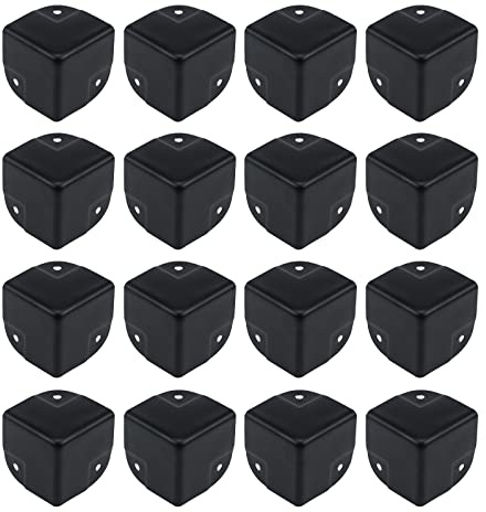 Antrader 16 x schwarze Metall-Eckenschutz, 4 cm Box, Kantenschutz, Metallschränke, Lautsprecher-Eckenschutz (40 x 40 x 40 mm)