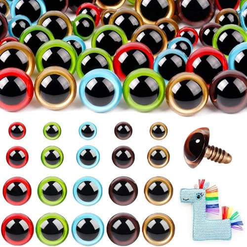 MUCUNNIA 160PCS 10-18mm bunte sicherheitsaugen mit Unterlegscheiben | Sicherheitsaugen für Häkeltiere Bunte Augen für Häkeltiere Weihnachtsdekorationen Teddy Bear Häkeln Spielzeug