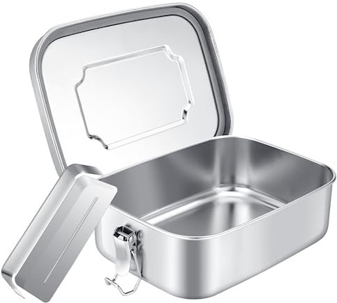 Royouzi Lunch Box In Acciaio Inossidabile Con 2 Scomparti, Divisorio Mobile A Tenuta Stagna 1200ml, In Metallo Ecologico E Senza Bpa Per Adulti E Bambini