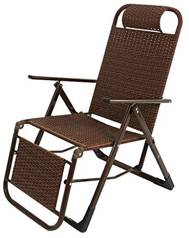 Balkon-Büro-Entspannungsstuhl Brauner Rattan-Liege-Terrassenstuhl | Zero Gravity Locking Recliner Chair Wohnzimmer Garten Rasen | Outdoor-Liegestuhl Übergröße zusammenklappbar, max. 150 kg