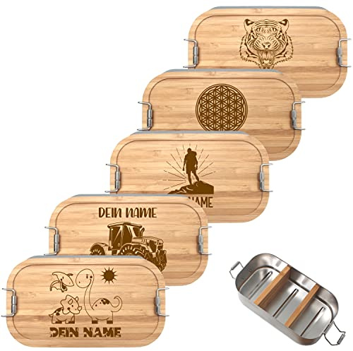 Generisch Personalisierte Brotdose mit Namen aus Edelstahl 1800ml, Edelstahl Lunchbox personalisiert mit Motiv für Kinder und Erwachsene (1800ml)…