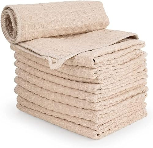 NMJHEVX Barista Lot de 10 chiffons de nettoyage en microfibre à tissage gaufré pour machine à café (30,5 x 30,5 cm, gris)