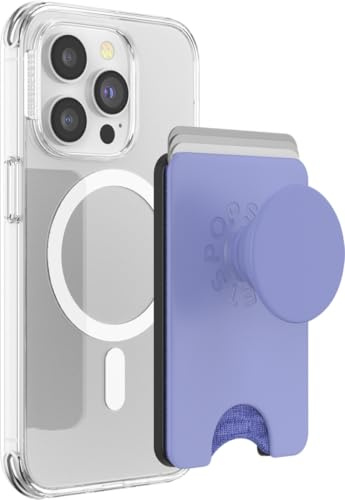 PopSockets Phone Wallet for MagSafe, Phone Card Holder with Grip, Purple - Deep Periwinkle | PopWallet, Holds 3 Cards, Magnetic, Removable, Secure, Purple, Aura, Phone, Women