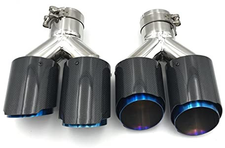 WEHOMY 1 Paar Universal-Endrohr Glänzend Kohlefaser Edelstahl Endrohr Schalldämpfer Endrohr Für BMW M3 M4 E46 E60 E90 E92 Auspuffblenden (Size : 70 IN 76 Out)