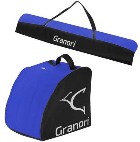 Granori Skitasche/Skisack + Skischuhtasche Kombi-Set mit Wasserablauflöcher für 1 Paar Skischuhe & Skier 160/170 / 180 cm