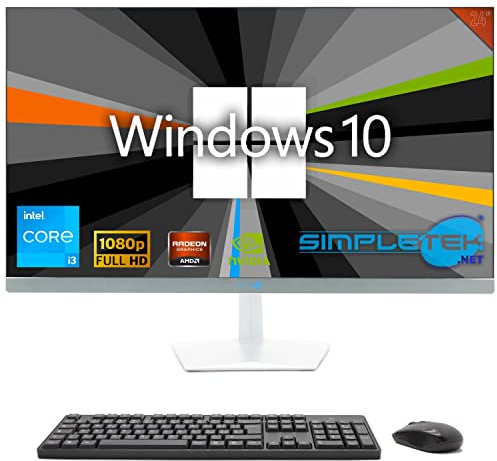 SIMPLETEK - Ordenador todo en uno de 24 FHD | Core i3 | Windows 10 Pro | 8 GB RAM | 240 GB SSD | Tarjeta gráfica dedicada GT710 2 GB | Con cámara web de 5 MP integrada, WiFi 6 y BT 5.2
