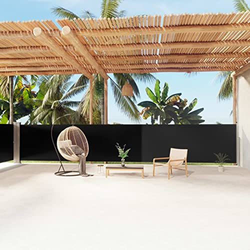 CIADAZ Seitenmarkise Ausziehbar, Windschutz Terrasse, Balkon Windschutz, Balkon Sichtschutz, Sichtschutz Zaun, Sichtschutzzaun, Markise Balkon, Sichtschutzwand, Schwarz 140x1200 cm