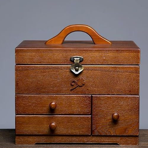 Nähkasten aus Holz mit 3 Schubladen – Cleverly Store Werkzeuge und Stoffe für DIY-Projekte, Kleidung und Bettwäsche Nähen – Multifunktionaler Organizer für Zuhause