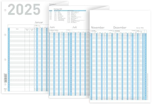 RNKVERLAG 2910/25-10 - Urlaubsplaner Mitarbeiter 2025, 10 Kalender 1000 x 297 mm, mit Ferientermine, gesetzliche und regionale Feiertage, für bis zu 26 Mitarbeiter, gefalzt auf DIN A4