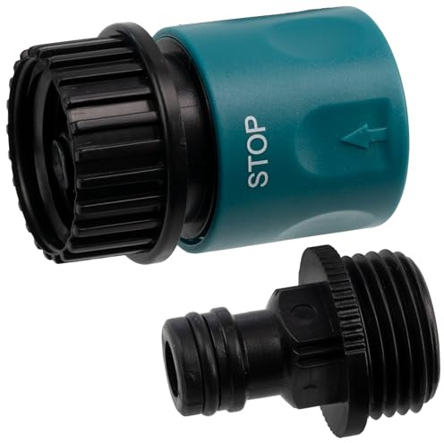 AERZETIX - C77198 - Juego Kit de Conector Adaptador rápido con Parada de Agua para atornillar 3/4'' Rosca Interior + Racor rápido Nariz de Grifo Rosca Macho 3/4 para Manguera de jardín - en plástico