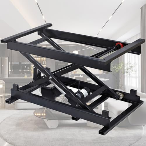 ExoticaBlend Elektrischer Hydraulischer Esstisch-Couchtischlift, Schwarze Arbeitsplattform, Computertisch, Elektronische Scherenhebebühne