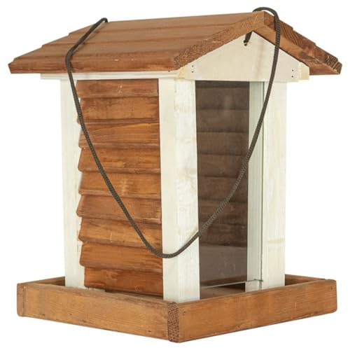ITA Casetta per Uccelli 20x20x26,5 cm in Legno - Mangime per Uccelli Selvatici - Resistente alle Intemperie, Stabile, Robusta - Stazione di Alimentazione con Finestra in Acrilico