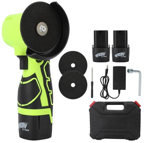 Mini-Winkelschleifer, Akku-Winkelschleifer, 18V Mini bürstenloser Reinkupfermotor Elektro-Winkelschleifer, Holzpoliermaschine für Fliesen, Holz (Grün)