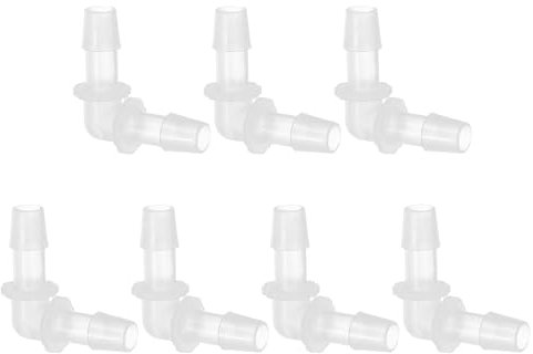 PATIKIL 3/8 Raccordo Portagomma Plastica con Gomito a 90 Gradi, 7pz Raccordi a L-Barb 2 Vie Connettore Giunto Barbed Splicer Mender Adattatore Tubo Unione per Acquario Carburante Gas