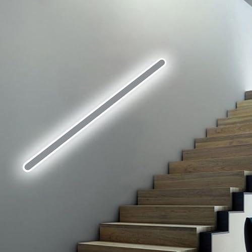 TZSMUM Lange Wandlampe LED Innen Wandleuchte 3 Farbtemperatur Beleuchtung 3000K/4000K/6000K Wandbeleuchtung Modern Wohnzimmer Schlafzimmer Treppe Flur Gang Balkon Foyer (Weiß Weißes Licht,100cm)