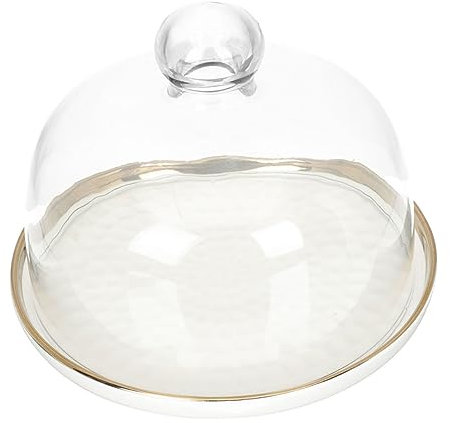 Ciieeo Dessert Plate for Cake Storage Elegant Glass Lid for Party Serving Food Container Decorative Tray