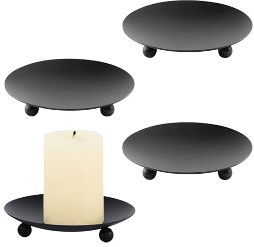 LINGJIA 4 Pezzi Vassoio per Candele Portacandele, Sottobicchieri per Candele, Piatti per Candele Natalizie, Adatti per Decorazioni da Tavolo per Feste di Matrimonio, Cene di Natale