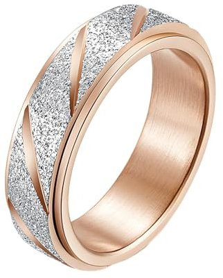 Tolldek Eheringe Damen, Matt Anxiety Ring Damenringe Pärchenringe, Eheringe Trauringe Edelstahl Rose Gold für Frau, Gr.57 (18.1)