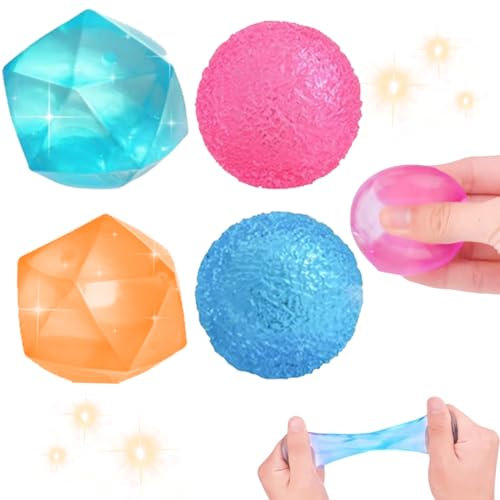 4 Stück Octopus Stressball, Octopus Leuchtendes, Squishy Anti Stress Bälle, Füllstoff Stressabbau Spielzeug