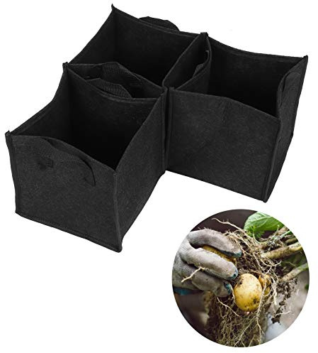 VIFERR Pflanzsack 3 Pcs Felt Pflanztaschen mit Griffen Square Growbag Container für Gemüse niedriger Früchte 19.5x19.5x20cm