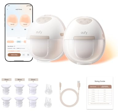 Eufy Security E20 Tiralatte Indossabile Riscaldato con 3 livelli HeatFlow™, aspirazione professionale, mani libere, controllo app, anti-perdite, silenzioso e compatto per uso col reggiseno