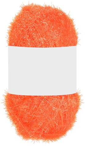 PATIKIL 1 Skeins 109 Yards Scrubbie Yarn, Sparkle Yarn Polyester Scrubbie Sparkle Red Heart Glass for Dishcloths Crocheting Knitting Blanket Rug Sweater Scarf Hat, Orange
