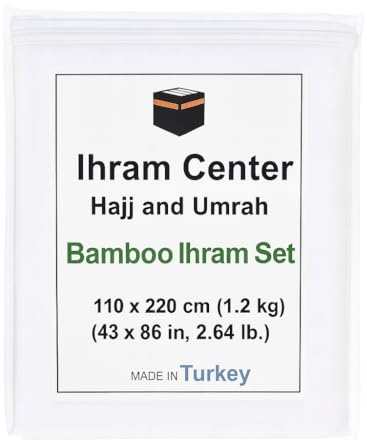 Ihram Ehram Ahram for Men for Hajj and Umrah – 2 Toallas – Toallas Bambú Natural 110 x 220 cm (sin cinturón)