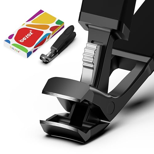 BEZOX Nagelknipser mit abgewinkeltem Kopf und Sicherheitsverschluss für dicke Nägel für Senioren, Nagelknipser mit weiter Backenöffnung, ergonomischer Fingernagel-Zehennagelschneider