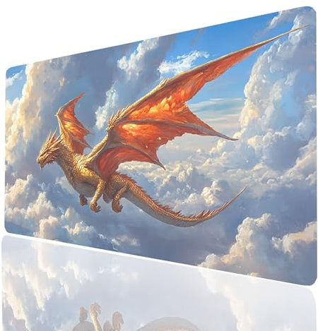 Tapis de Souris XXL 1600x800x3mm Dragon Desk Mat NuageTapis de Bureau Gaming Bords Cousus Design Durable et Imperméable avec Base en Caoutchouc Antidérapante pour Souris sans Fil Clavier Model-06360