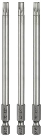 sourcing map Lot de 3 embouts de tournevis à tête Torx T27 - Tige hexagonale de 110 mm de long - Magnétique - Sans trou - Inviolable - 6 points - En acier S2 - Tournevis industriels