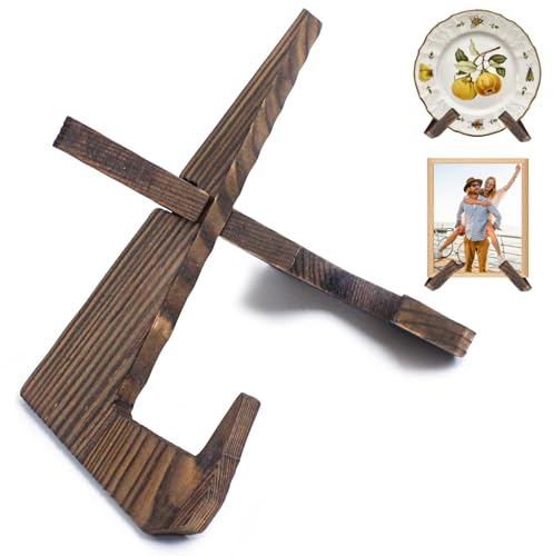 Zyluniy Supporto Porta Piatti da Esposizione in Legno, 16,6 cm Piedistallo Reggi Piatti da Esposizione, Cavalletto Porta Foto ed Espositore, per Foto, Piatti, Libri di Cucina, Cornici, Tablet e Arte