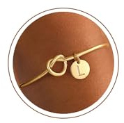 TINGN Damarmband i guld med bokstäver, 14K guldpläterat med bokstäver från A till Z, kärleksknopp, monogramarmband, personligt present till dam, flicka, 6 cm, Mässing