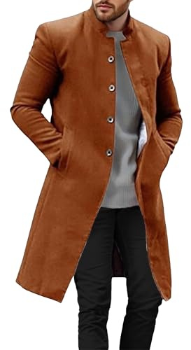Herr tunn lätt hack krage trenchcoat smal passform casual business lång jacka normal ullblandning jacka