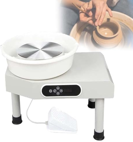 CUTANGELAR Tornio da Vasaio Professionale con Pedale di velocità, Supporta Fino A 5 kg di Argilla con Il Suo Motore da 350 W. Include Un Display LCD, per Aspiranti Artisti E Artigiani Domestici.