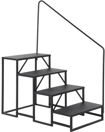 Stable Carbon Steel RV Step Ladder with Safety Handrail – 3/4/5 Anti-Slip Steps, 660lbs Capacity, Collapsible Outdoor Stair for Motorhome, Camper, Pool, Spa, Seniors, Pets – Easy Storage