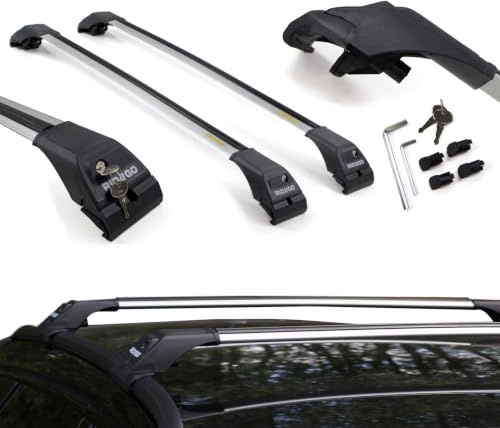 RIDIGO AERO Dachträger für VW Touran 2 II 5T ab 2015 | Aluminium, 75 kg Tragkraft, offene Dachreling, Silber