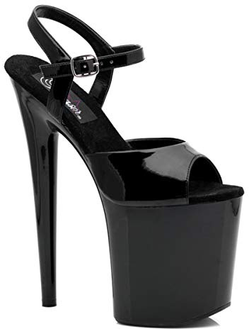 PleaserFLAMINGO-809 - Sandali a Punta Aperta Donna, Nero (Blk Pat/Blk), 38