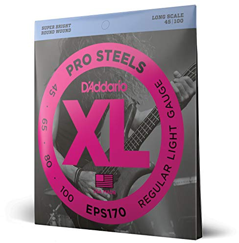 D'Addario XL ProSteels basgitarrsträngar – EPS170 – lång skala – vanligt ljus, 45–100