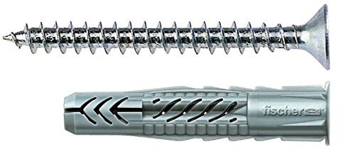 Fischer 50 Tasselli UX con vite, 6 x 50 mm, per Muro pieno, Mattone Forato, Cartongesso, 71549