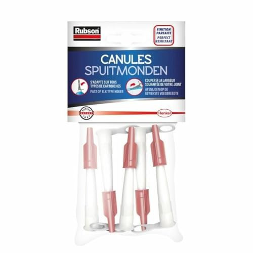 RUBSON Canules pour cartouche de mastic ou de colle - Lot de 5 canules avec bouchon de protection