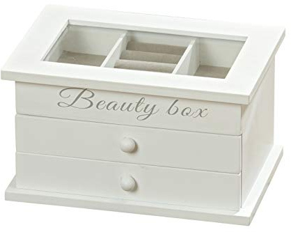 Schmuckbox Beauty in weiss 19 x 13 x 11 cm Schmucktruhe Aufbewahrung Schmuck