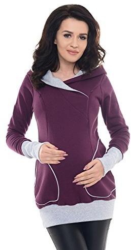 Purpless Maternity 2in1 Pregnancy Nursing Sweatshirt Hoodie Pregnant Breastfeeding Woman Hooded Top 9056 (10, Plum)