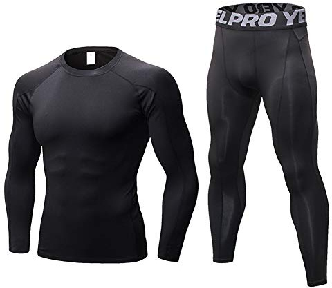 Minghe Mens Thermal Underwear Base Layer Men Cold Weather Gear Thermal Shirt and Pants Sports Long Johns Set, Black Black Line, Medium