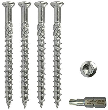 Lot de 100 vis de terrasse professionnelles avec embout 5 x 50 mm - En acier inoxydable C1 - Pour parquets en bois