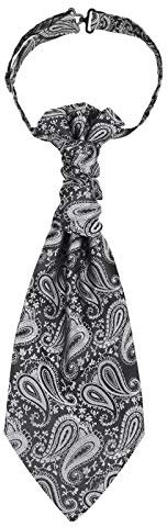 WANYING Vorgebunden Breite Plastron Krawatte Verstellbar mit Hakenverschluß Hochzeit Krawatte - Paisley Pattern Grau