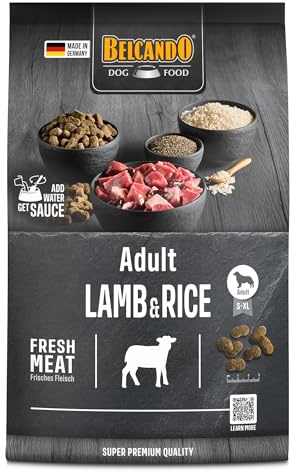 BELCANDO Adult Lamb & Rice [4 kg] Hundefutter | Trockenfutter mit Lamm für empfindliche Hunde | Alleinfuttermittel für ausgewachsene Hunde ab 1 Jahr