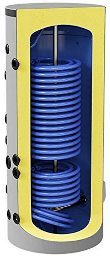 Kombinierter Warmwasserspeicher Wärmepumpenspeicher mit 2 Wärmetauscher und eingebauten Elektroheizstab 200 Liter + 3,0 kW EXTRA GROẞER Wärmetauscher