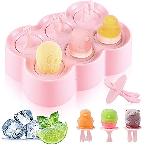 Eisform Kinder, 6 Kleine Eisförmchen, Eisformen Silikon, EIS am Stiel Formen, Wiederverwendbar Popsicle Formen, Eis zum Selber Machen Formen, Mini Eisform für Baby, Kinder, Rosa