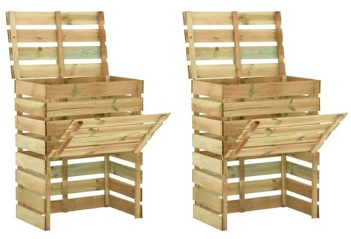 vidaXL Compostiere da Giardino Doghe 2 pz 80x50x100 cm Pino Impregnato
