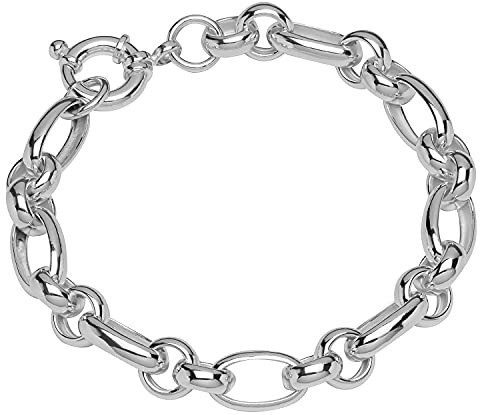 NKlaus Armband für Damen 925 Sterling Silber, 22cm hohl Erbskette, 1 Stück | Länge: 22cm; Breite: 10mm; 20,5cm